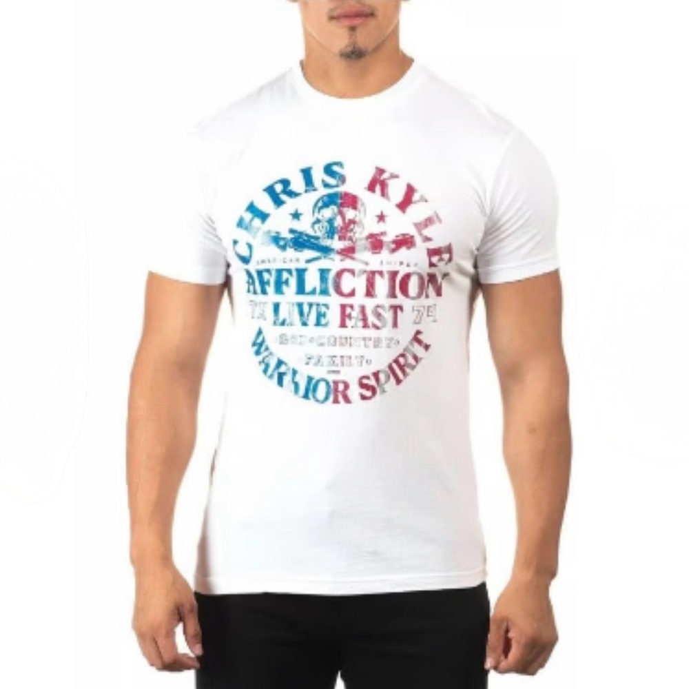 Affliction Chris Kyle Warrior Spirit Men's White Graphic T-Shirt Size Small